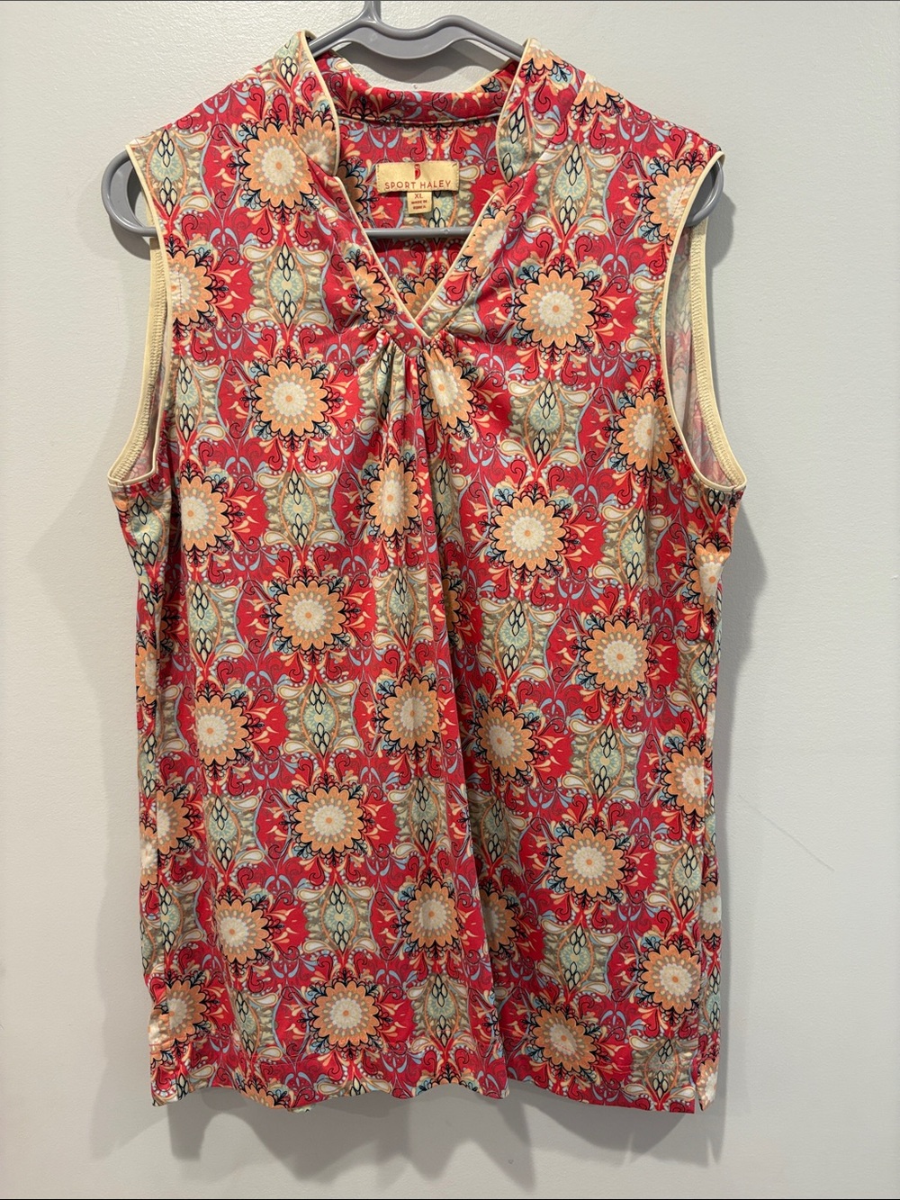 Sport Haley Red Floral Sleeveless Tie-Front Camisole ptp 22-24 length 29 - Picture 1 of 5